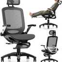 GABRYLLY Ergonomic Office Chair with Footrest, High Back Home Desk Chair - 3D Headrest, Flip-Up Arms, 135 Tilt and Wide Cushion, Heavy Duty Mesh Chairs for Task Computer Gaming, GYB01-FT