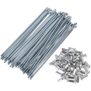 48 Set 10G J Bend Bicycle Spokes 10G Bike Wheel Spokes Carbon Steel Galvanized Silver Tone