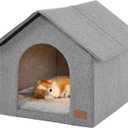 Indoor Dog House for Medium Dogs with Soft Cushion - Semi-Enclosed Warm Cave Bed for Pets Up to 20.8" Long