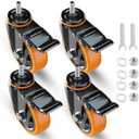 Stem Caster Wheels 3 Inch Heavy Duty Threaded Stem Casters UNC 3/8"-16 x 1 Swivel Casters Set of 4 with Safety Dual Locking Wheel for Furniture and Cart