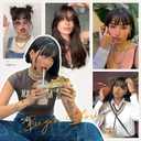 Hairro Clip In Bangs For Women Remy Short Hair Topper Hairpieces 3D Cover Fake Highlight Thin Wispy Bangs Hair Clip 11 Inches 14g #4P27 Medium Brown Mix Dark Blonde
