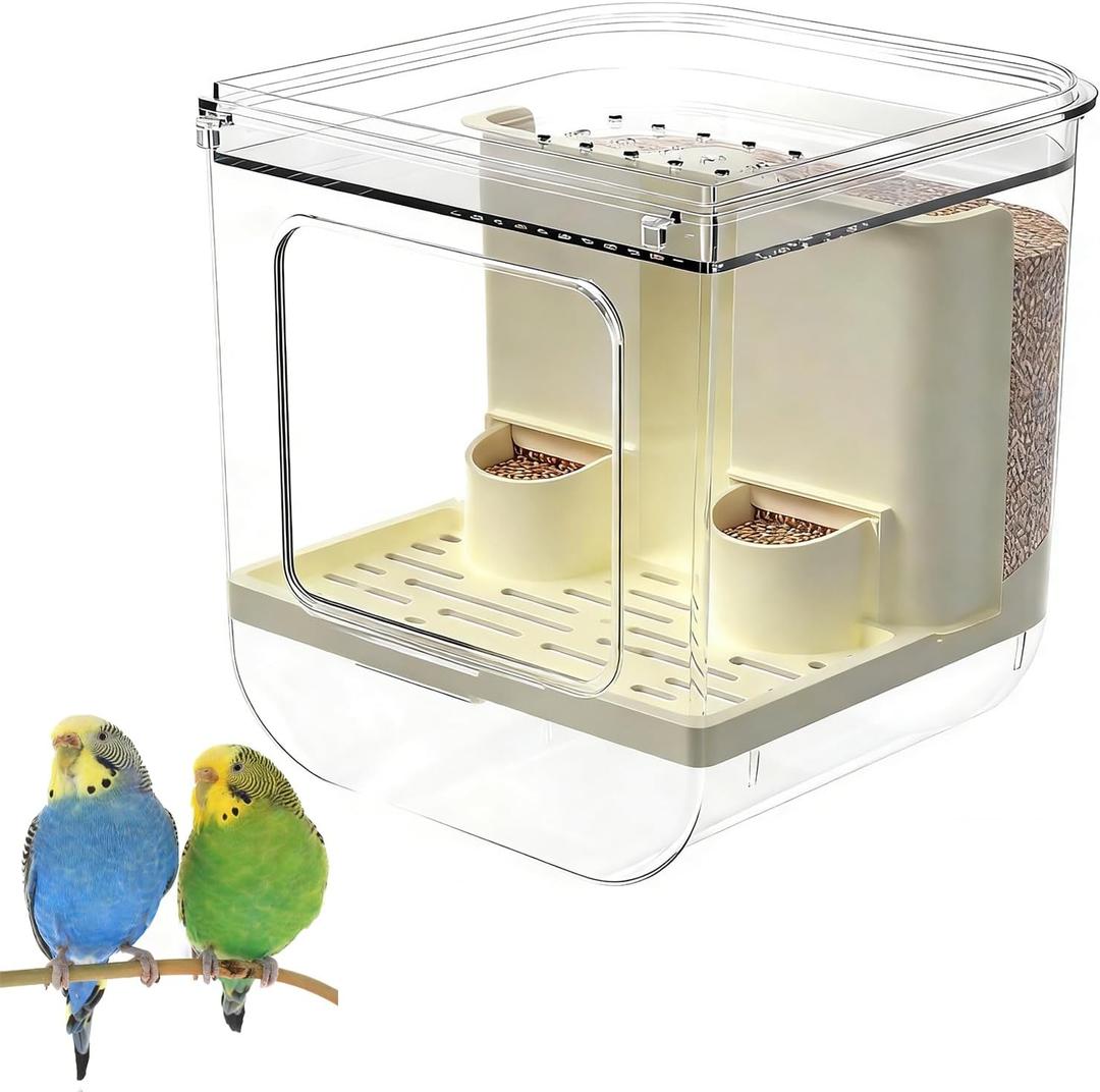 No Mess Bird Feeder for Cage, Hanging Bird Bath for Cage for Lovebirds, Finches, Parakeets, Budgies, and Other Small to Medium Birds