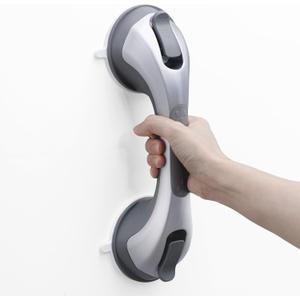 TAILI Shower Grab Bar, 12 Inch Shower Handle for Bathtubs and Elderly, Suction Grab Bars for Seniors Bathroom Safety Handles for Elderly, No Drilling Removable, Silver