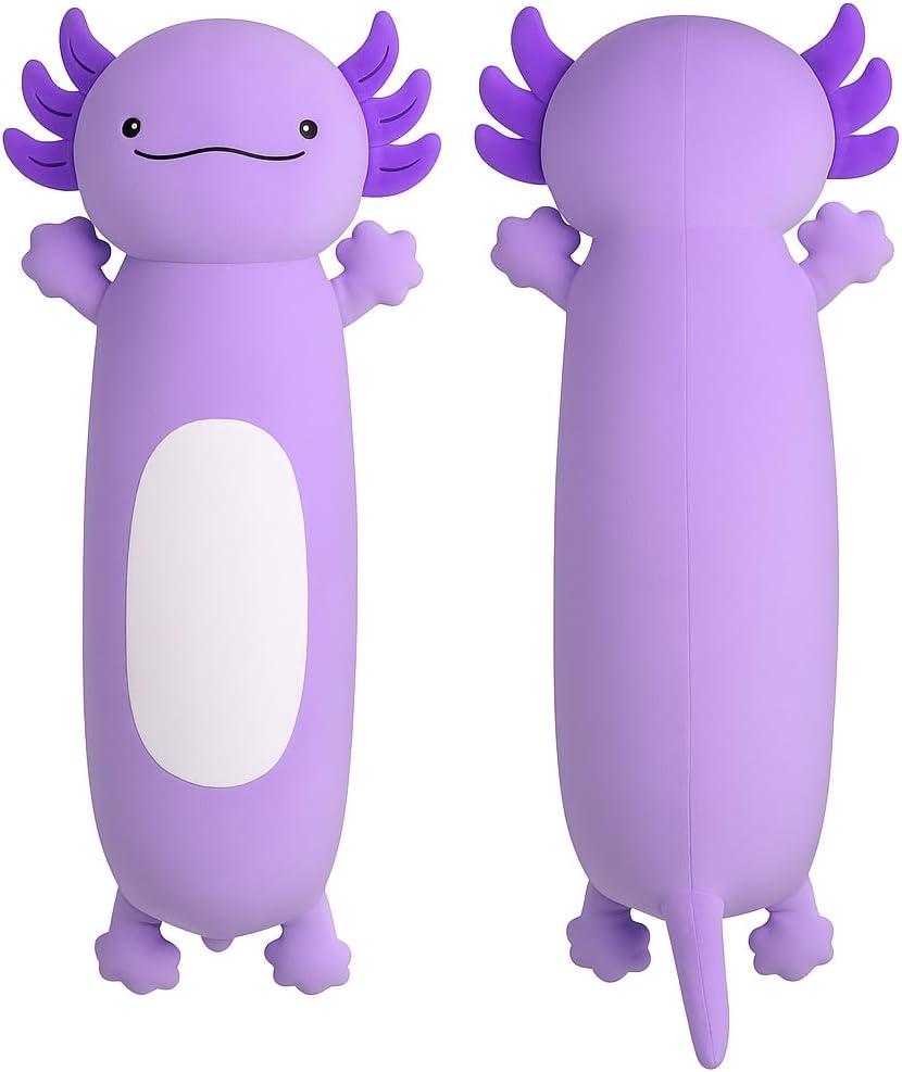 36 inch Cute Giant Purple Axolotl Plush Soft Body Pillow, Large Squishy Plushies Axolotl Stuffed Animals Toy, Gifts for Kids Boys Girls Birthday, Halloween, Christmas