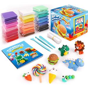 Sago Brothers Air Dry Clay 24 Colors, Kids Toys Modeling Clay Kit, No-Bake No Mess Magic Clay Crafts, Christmas Birthday Gifts for Kids Girls Boys