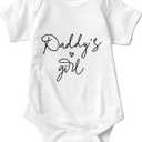 listery Daddys Girls Baby Bodysuit Daddy's Girl Newborn Daddy's Little Girl Baby Bodysuit (White), 3M