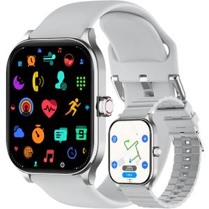 Smart Watch, GPS & Free Maps, 1.96" HD Screen, AI, Bluetooth Call & Text, Health, Fitness & 24/7 Sleep Tracker, 100+ Workout Modes, 5 ATM Water-Resistance, for Men & Women, Android & iOS, 2 Bands