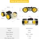 4WD Robot Car Chassis Kit with TT Motor, Battery Box, Acrylic Chassis and 4 Wheels for Robotics Projects, Smart Robot Chassis, Robots Car Platform for Arduino Raspberry Pi (4WD Robot Chassis)