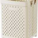 UAK Plastic Laundry Basket with Wheels & Handle, 67L Heavy Duty Foldable Laundry Hamper  Easy Clean Waterproof Rolling Organizer for Bathroom & Laundry Room, Ivory (XXXL)