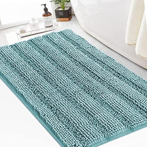 Turquoize Chenille Bath Rugs Shaggy Bathroom Rugs Non Slip Bath Mat for Bathroom 24 x 36 Aqua Haze Bath Rug for Bathroom Extra Soft and Absorbent Area Rug, 24"x 36", Aqua Haze