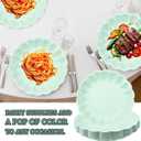 BHHQHH 50Pcs Disposable Scalloped Paper Plates 9 Inch Shell Edge Dinner Paper Plates for Wedding Baby Shower Birthday Party Bridal Party Supplies(Green)