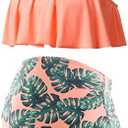 DEBELLY Maternity Bikini Set Two Piece Swimsuit Ruffle Women Bathing Suits High Waist Vintage Pregnancy Swimwear, XL