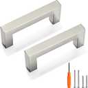 Cabinet Pulls Brushed Nickel Cabinet Handles Square Drawer Pulls, 30 Pack 3 Inch Stainless Steel Kitchen Door Cupboard Cabinet Handles, Cabinet Hardware Drawer Handles, 76mm Hole Centers
