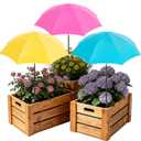 Sturdy Plant Shade Umbrella to Protect Plants from Harsh Sun, 3 Pack Adjustable Height Sun Protection for Potted Plants, More Stable Support Design, Rust-Resistant Colorful Garden Umbrella, 23.6"