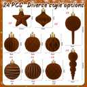 24 Pcs Small Brown Velvet Christmas Ornaments Ball Set Shatterproof Christmas Tree Decorations Assorted Flocked Xmas Baubles Decorations Xmas Holiday Party Wedding Decor