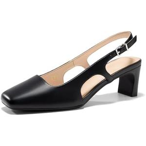 Coutgo Womens Slingback Chunky Low Heels Closed Square Toe Pumps Wedding Party Dress Shoes, 8