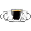 Double Walled Glass Espresso Cups - 5.2 Fluid Oz Premium Insulated Borosilicate Glass Coffee Mugs for Hot & Cold Drinks - Dishwasher Safe, Set of 4