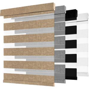Cordless Zebra Blinds for Windows -Customizable Dual Layer Light Control Zebra Shades, Light Filtering & Blackout Window Blinds, Easy Install Zebra Blind for Home, Brown, 34" W x 72" H