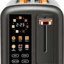 SEEDEEM Toaster 2 Slice with Touch Screen, Faster Heating Speed, 7 Shade Setting, 6 Bread Type, 1.5Wide Slots Toaster, Removable Crumb Tray, 1350W, Dark Metallic