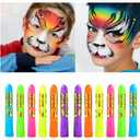 12 Pcs Glow in The Dark Body Face Paint Neon Glow in The Black Light UV Fluorescent Crayons Paint Glow Crayons Neon Fluorescent Face Painting Makeup Kit for Birthday Party Halloween Glow Party Makeup