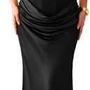 Kaei&Shi Corset Long Dresses,Lace Up Back Satin Mermaid Prom Dress,Women Formal Gowns Bridesmaid Wedding Guest (Medium, Black)