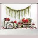 Kate 7x5ft Fresh Strawberry Shop Photo Backdrops for Photography White Wall Spring Farm Fruits Flowers Kids Baby Birthday Party Photographic Background Photocall Props