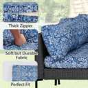 14Pcs Outdoor Cushion Covers Replacement Washable Waterproof UV w/Zipper for 6-Seaters Sofa Patio Slipcovers Set Seat and Back Covers Only (Blue Charming, 25.6x25.6inch)