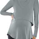 Tankaneo Womens Maternity Nursing Tops Long Sleeve Double Layer Breastfeeding Shirts Pregnancy Clothes (Medium, Grey)