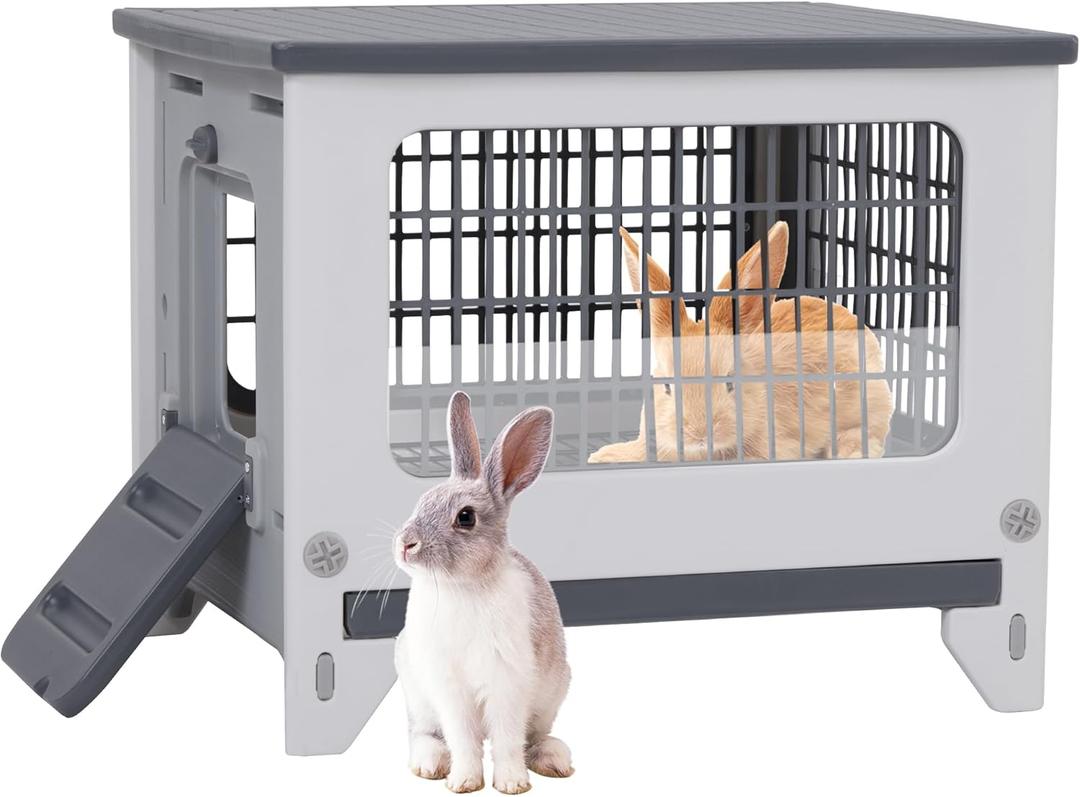 Plastic Rabbit Hutch for Indoor & Outdoor, Featuring Urine Barrier and Pull-Out Tray, Pet Habitat for Small Animals, Rabbit Cage Easy Cleaning and Assembly