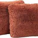 3 x TOONOW Set of 2 Decorative Throw Pillow Covers 18x18,Fluffy Pillow CoversLuxury Faux Fur Sofa Pillow Covers for Sofa Couch Living Room Bedroom, No Pillow Insert (Carnelian)