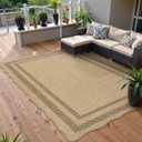 LIVEBOX Scalloped Washable 5x7 Rug, Easy Jute Tan Rugs for Living Room, Indoor Geometric Rug for Bedroom, Outdoor Farmhouse Non-Slip Rug Dining Room Mat Modern Carpet Area Rug for Patio Home Office