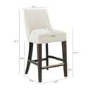 Manhattan Comfort Beever Modern Counter Height Stools with Back – Chenille Upholstered Kitchen Chairs with Rubberwood Frame, Gold Footrest – Tall Seating for Island or Bar – 27.4" High, Taupe