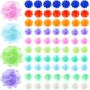 72 Pack Bath Loofah Bulk Travel Size Loofah Mini Sponge Mesh Shower Ball Body Scrubber Exfoliator Shower Bath Pouf Assorted Colors for Kids Women Men Wash Bathroom