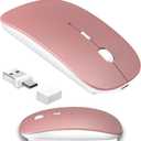 Wireless Mouse for MacBook & iPad, Bluetooth 5.2/3.0 & 2.4G USB-C/USB-A, Rechargeable Silent Slim Mouse with Multi-Device Switching & Activity Mode to Prevent Screen Lock - Rose Gold