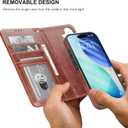 Bocasal for iPhone 17 Wallet Case Compatible with MagSafe Wireless Charging, RFID Blocking Magnetic Leather Case with Card Slots Holder Kickstand Detachable Wrist Strap 6.3 Inch (Brown)