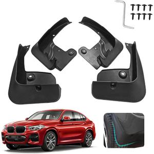 Custom Fit for Mud Flaps 2019-2024 BMW X4 M40i / 2020-2024 BMW X4 M Mud Splash Guard Front and Rear 4-PC Set