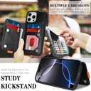 GUERNICA for iPhone 16 Pro Max (6.9") Wallet Case with Card Holder, RFID Blocking for Women Men, Kickstand Shockproof Phone Case for Apple 16 Pro Max, A - Black
