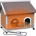 Rockever Heated Outdoor Cat House, 100% Weatherproof Heated Cat House for Outside Cats Winter with Heating Pad, Safe Escape Door and Clear Windows for 2 Cat