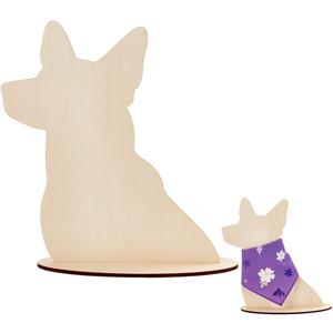 AHANDMAKER Dog Silhouette Display Stand, Wood Pet Bib Display Stands, Blank Wooden Scarf Holder for Dog, Small Craft Show Display Photography Props for Dog Accessory Bib Bandana Scarf Store Display