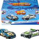 Hot Wheels Pull-Back Speeders Set of 2 Toy Cars in 1:43 Scale, Pull Cars Backward & Release, High-Performance, Collectible, with Rolomatic Engine or Door or Hood That Opens