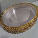 50Pcs Clear Charger Plates Bulk Wedding - 13" Premium Clear Plastic Chargers with Gold Beaded Rim，Decorative Dinner Charger Plates for Events & Parties