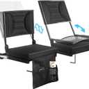 2 PACK Extra Wide Stadium Seat with Back Support | Adjustable High Back & Thick Padded | Bleacher Chairs with back and Cushion, Includes Cup Holder, Shoulder Strap, Perfect for Concerts, Sports Events (Black)