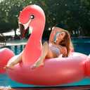 TURNMEON 102" Giant Flamingo Pool Float Inflatable Summer Beach Float Swimming Pool Party Toys Ride-on Lounge Raft Water Pool Floatie for 2-4 Multi Players Adults Lake Floats, Flamingo