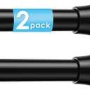 2Pcs Tension Curtain Rod 31 To 76 Inch Black Shower Curtain Rod No Drilling Adjustable Spring Loaded Curtain Rods 7/8"Diameter Shower Rods For Bathroom Windows Bedroom Closet Doorway Door