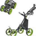 Caddytek Explorer V8 Golf Push Cart - SuperLite 4 Wheel Aluminum Foldable Cart with Adjustable Front Wheel Width, Foot Brake, Cooler Basket, Umbrella Holder, Drink Holder, Scorecard Console (Lime)