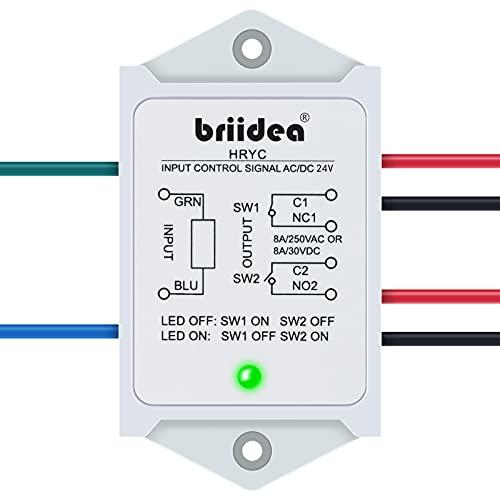 DPST 1NO 1NC 8Amp Power Relay Module, Briidea 24V AC/DC Power Relay Control Voltage, White