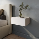 Lumivara Aeris Floating White Modern Nightstand with Storage Drawer, Minimalist Scandinavian, Made with Natural Pine Wood, Wall Mounted Bedside End Table for Bedroom and Living Room