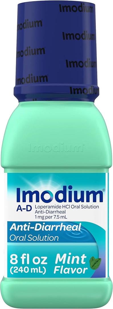 Imodium A-D Liquid Anti-Diarrheal Medicine with Loperamide HCl to Help Control Symptoms of Diarrhea Due to Acute, Traveler's Diarrhea, Mint Flavor, 8 fl. oz
