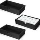 Kifmurase 3Pcs Black Wooden Napkin Holder, Guest Towels Holders, Flat Wooden Napkin Holder, Disposable Hand Towel Tray for Bathroom, Rectangular Farmhouse Cocktail Napkins Holders for Tabletop