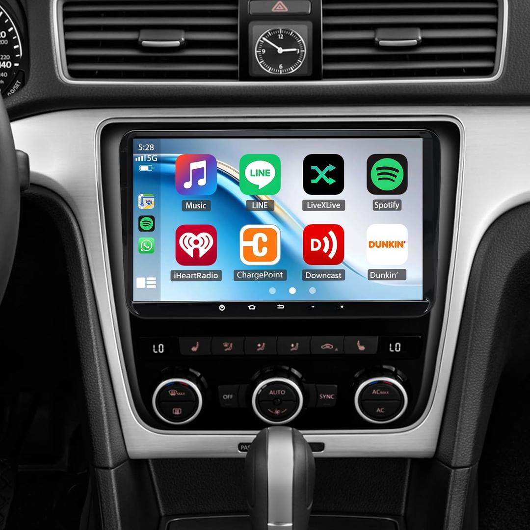 Car Stereo for VW Passat Nms 2012 2013 2014 with Wireless CarPlay & Android Auto, 9'' Touchscreen Audio Radio AHD Backup Camera/GPS Navigation/Bluetooth/SWC/WiFi/Mirror Link